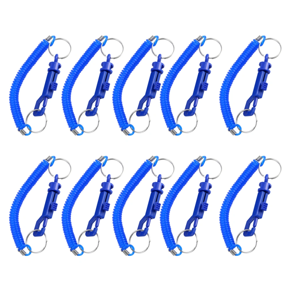 10Pcs Plastic Spring Spiral Keyring Practical Spring Key Chain Bag Pendant Blue