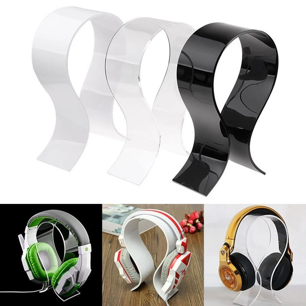 Universal Acrylic Earphone Headset Hanger Holder Headphone Desk Display Stand