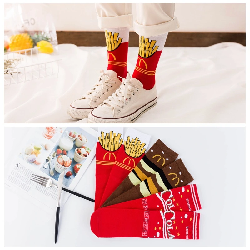 Funky French Fries Cola Burger Socks Novelty Hosiery Women Ladies Socks Men Unisex Winter Cotton Happy Socks