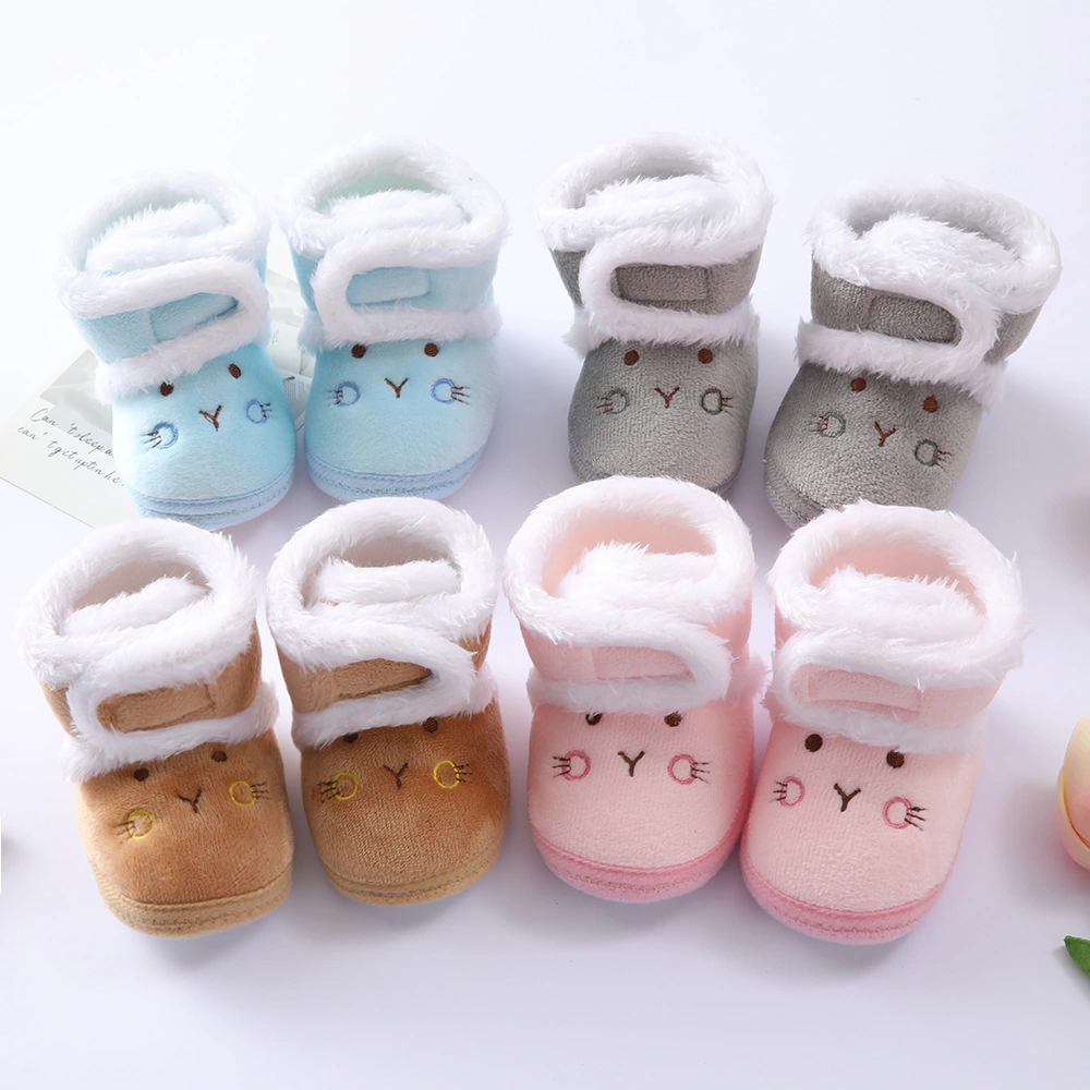 Newborn Baby Snow Boots Soft Cartoon Bear Cotton Crib Shoes Infant Toddler Warm Velvet Boots