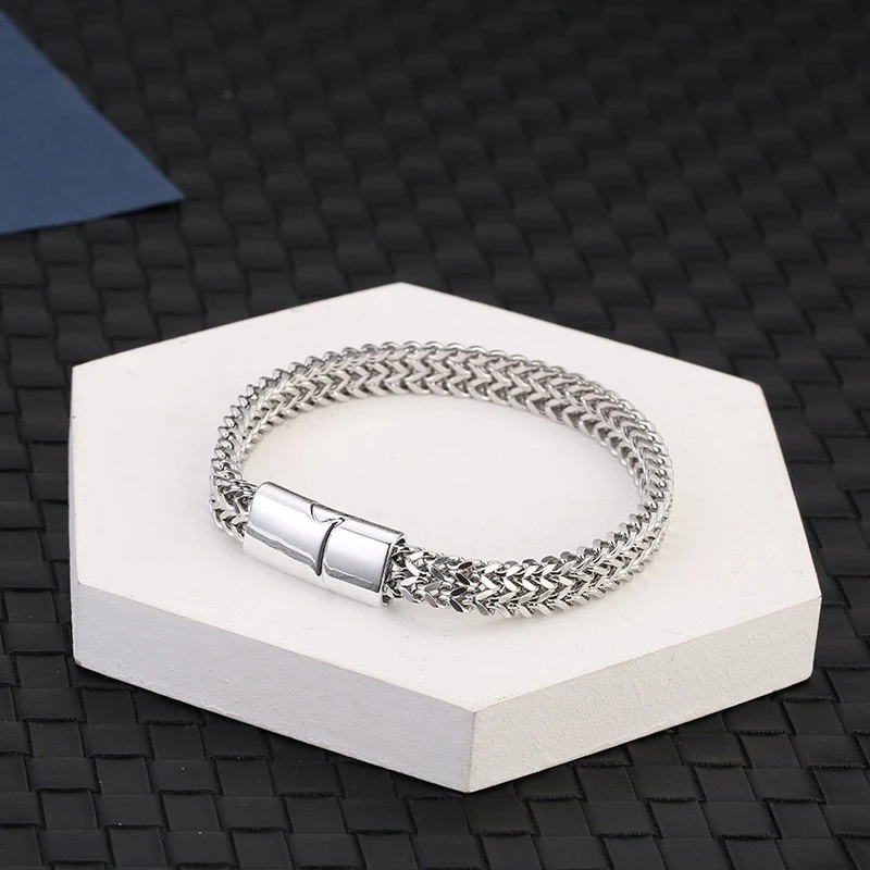 Men Bracelet Silver Stainless Steel Bracelet & Bangle Male Hip Hop Party Rock Jewelry