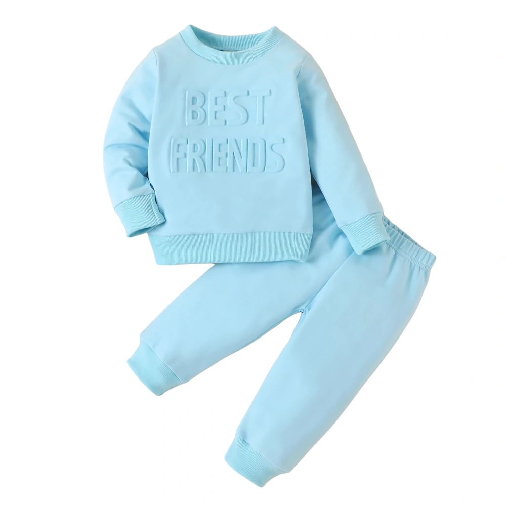 Toddler Girls 2 Piece Outfit Letter Print Sweatshirt and Elastic Pants