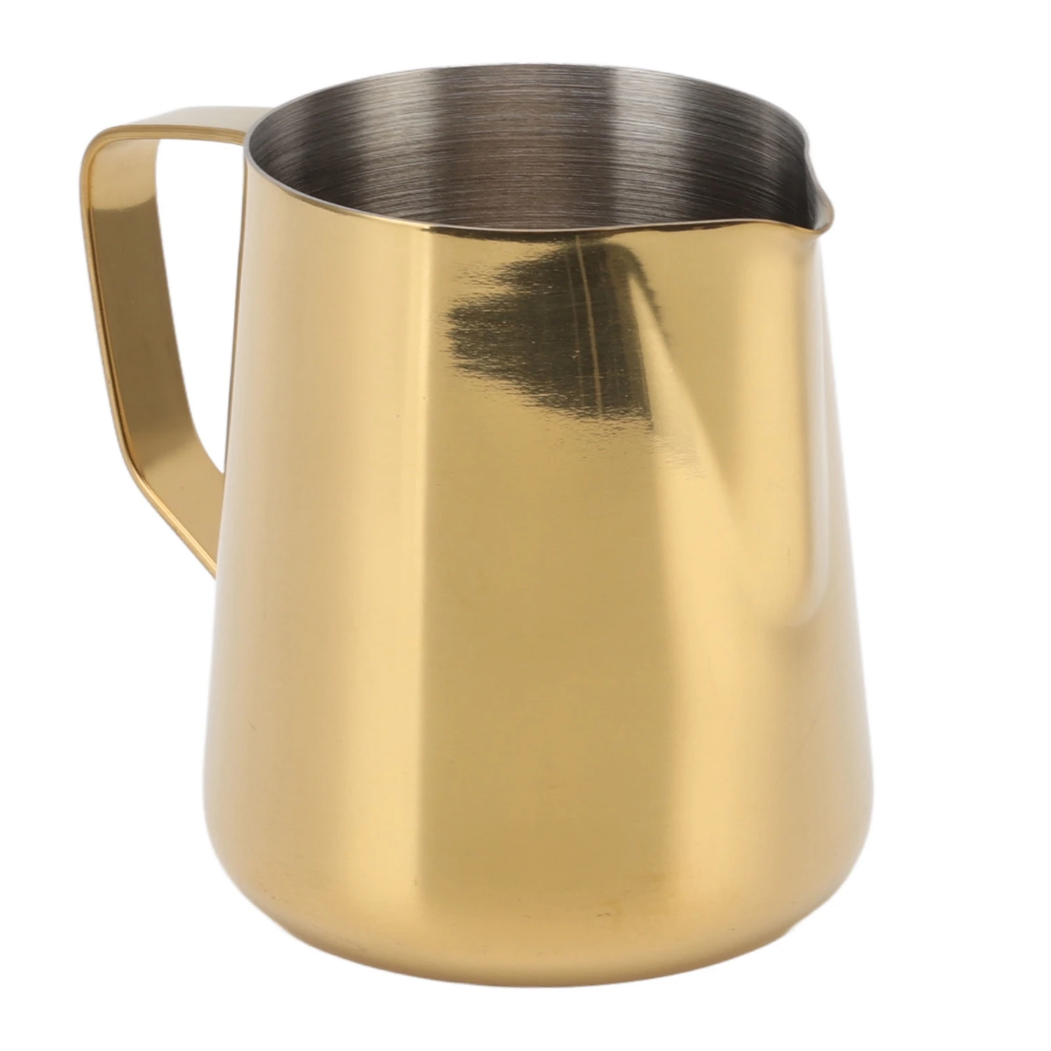 Milk Frothing Pitcher Stainless Steel Milk Jug Coffee Frothing Pitcher for Milk Tea Shop Cafe 350ML Gold