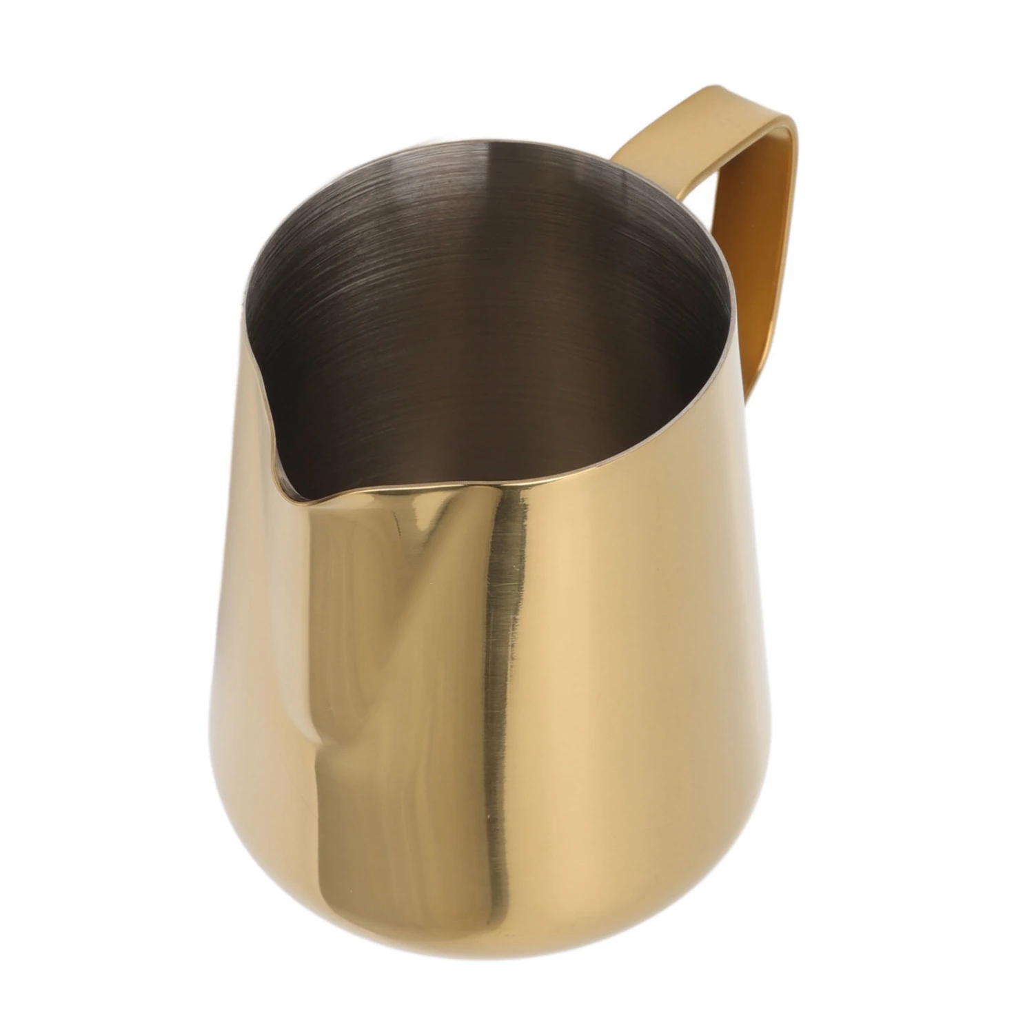 Milk Frothing Pitcher Stainless Steel Milk Jug Coffee Frothing Pitcher for Milk Tea Shop Cafe 350ML Gold