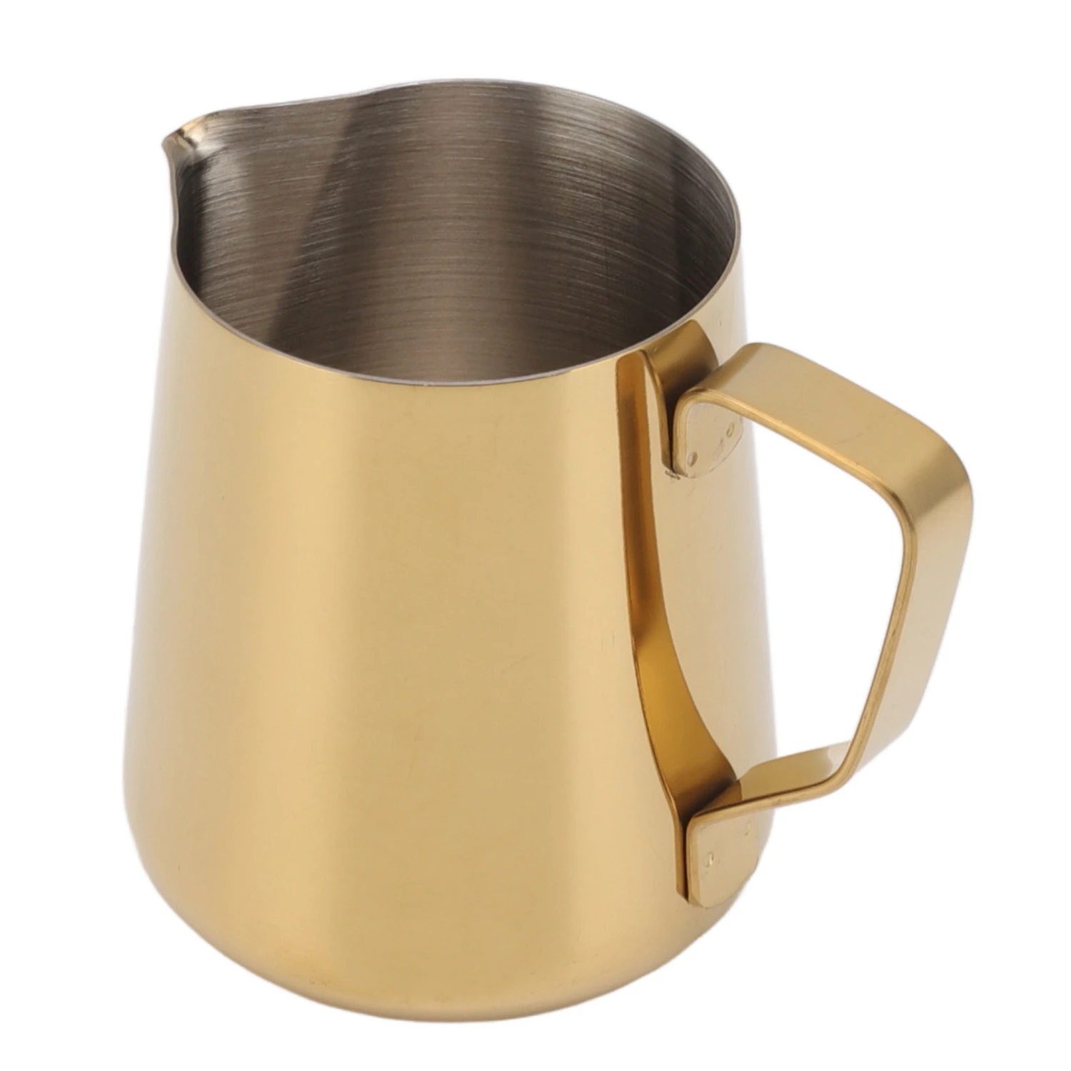 Milk Frothing Pitcher Stainless Steel Milk Jug Coffee Frothing Pitcher for Milk Tea Shop Cafe 350ML Gold