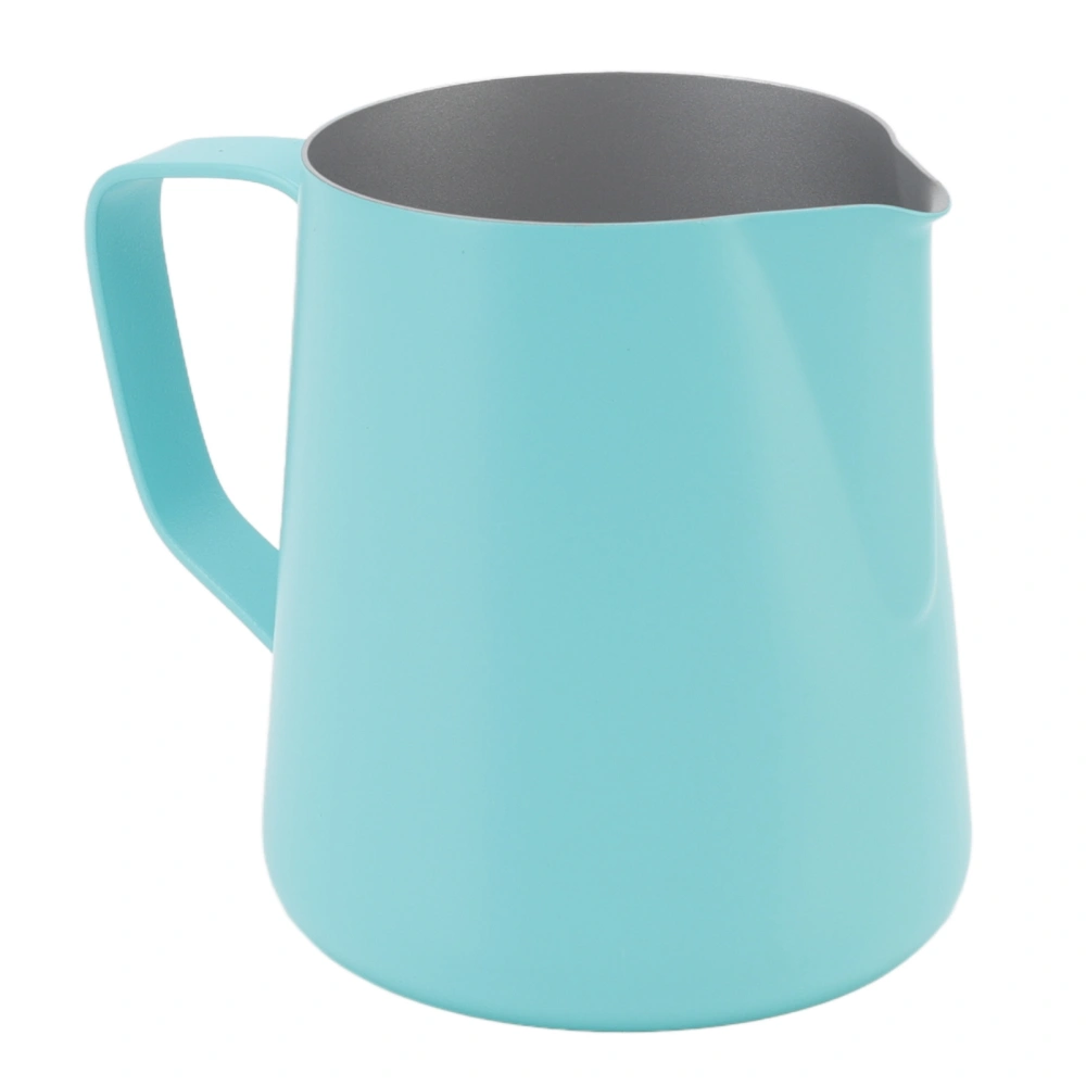 Milk Frothing Pitcher Stainless Steel Milk Jug Coffee Frothing Pitcher for Milk Tea Shop Cafe 350ML Teflon Blue