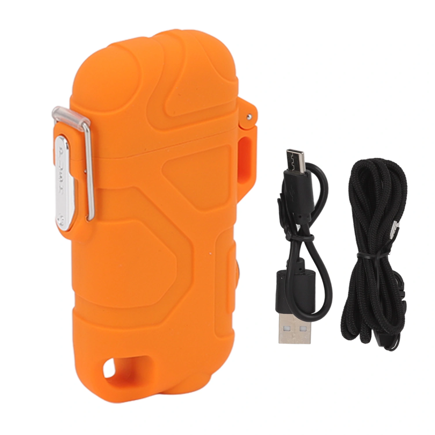 Double Arc Plasma Lighter Windproof Waterproof Flameless USB Electric Lighter with 3 Gear Adjustable Flashlight Orange