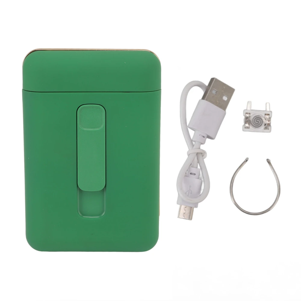 Rechargeable 20 Thick Cigarette Case Box with Lighter Portable Electric Lighter for Men Women Green