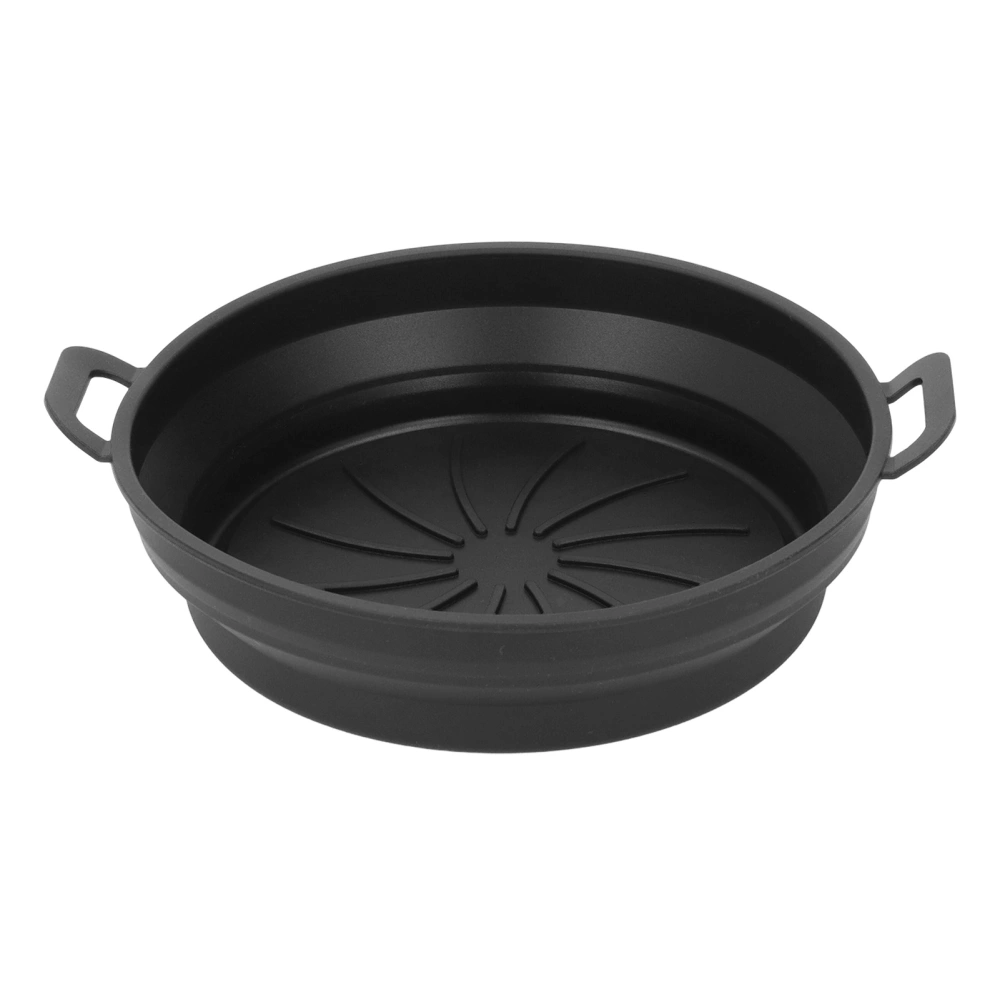 Foldable Fryer Silicone Liner Food Grade High Temperature Resistant Round Fryer Silicone Pot Black Diameter 19CM