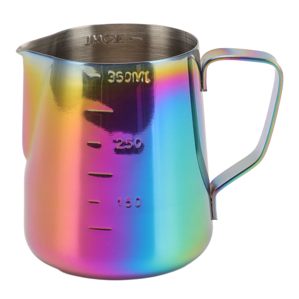 Milk Frothing Pitcher Dual Scale 304 Stainless Steel Milk Frother Cup Coffee Steaming Pitcher For Latte Art 350ML Colorful