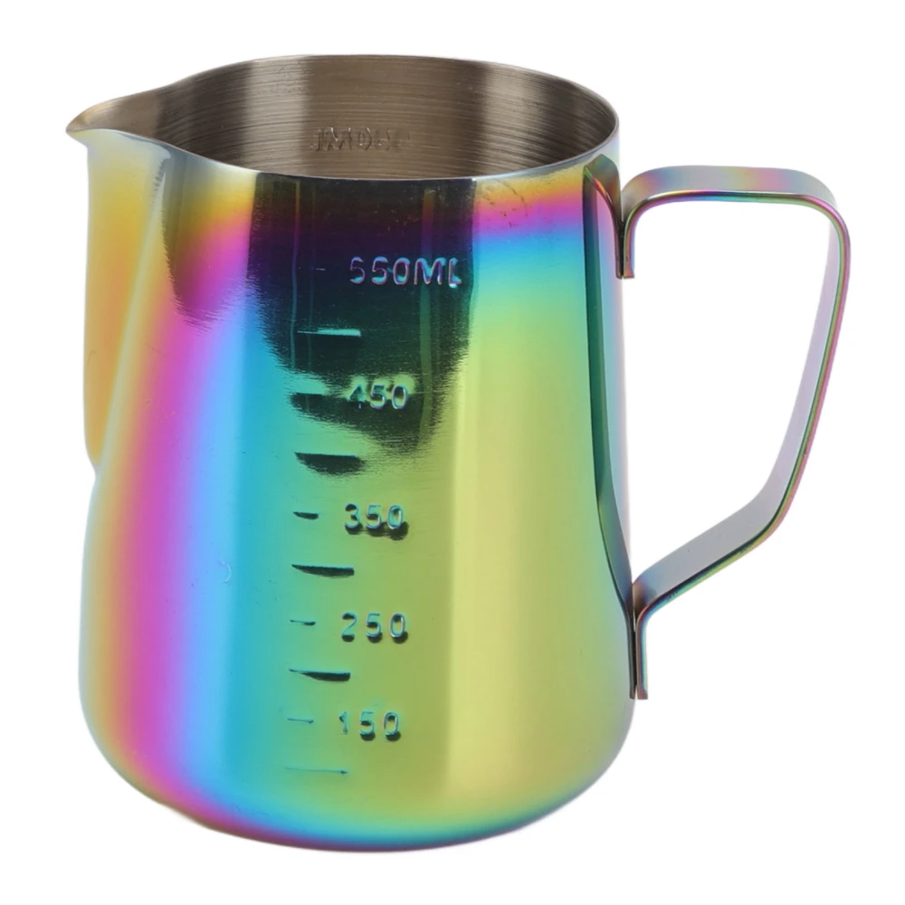 Milk Frothing Pitcher Dual Scale 304 Stainless Steel Milk Frother Cup Coffee Steaming Pitcher For Latte Art 550ML Colorful