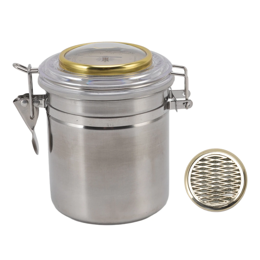 Cigar Jar Stainless Steel Silicone Ring with Hygrometer Waterproof Sealed Storage Jar for Home 96mmx129mm/3.8x5.1in