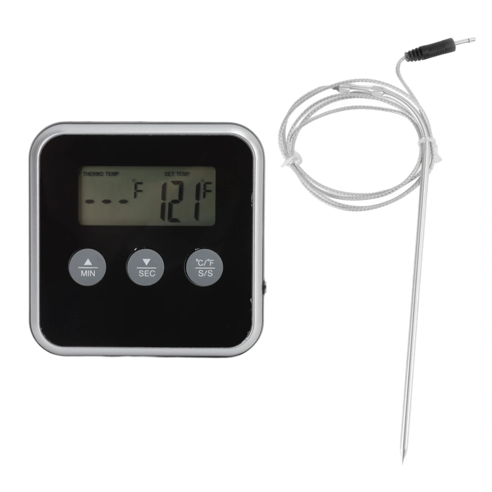 Food Grill Thermometer LCD Display Long Probe 2 Units Digital Meat Thermometer Timer for Kichen Industrial Grill