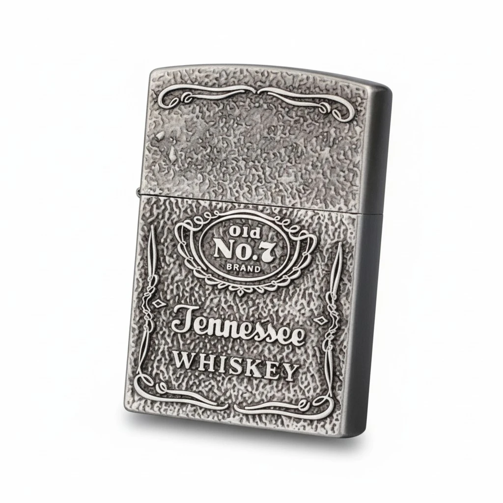 Flame Cigar Lighter with Wheel Flint Ingnition Vintage 3D Carving Refillable Butane Lighter for Men Dad Husband Silver