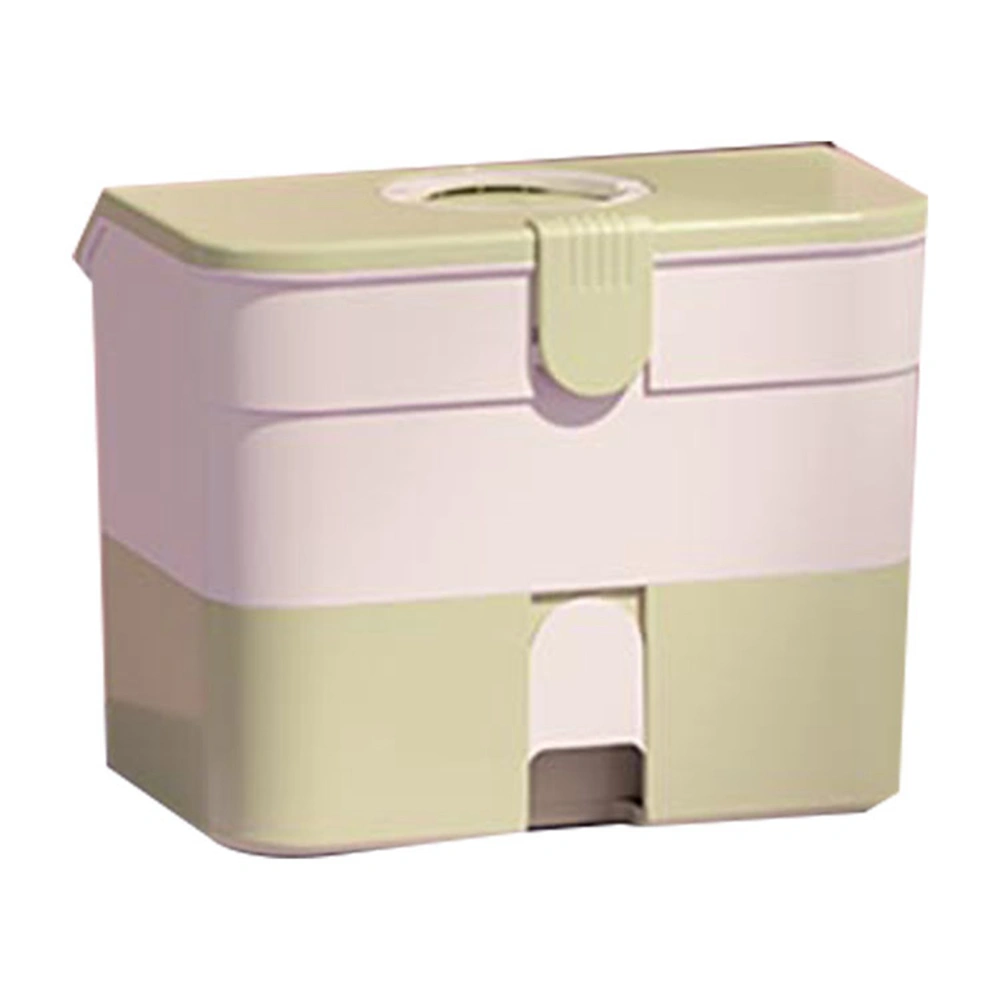 Cosmetic Storage Box 2 Layers Drawer Large Capacity Portable Makeup Storage Box with Handle for Nail Polish Nail Art Green