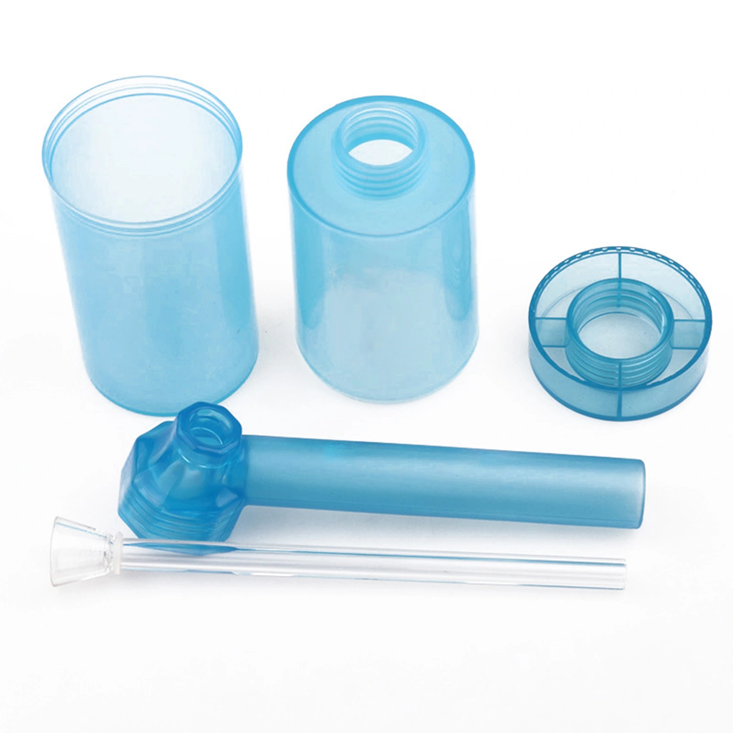 124mm Detachable Water Pipe Smoking Puff Pipe Tube Plastic Tobacco Pipe Cylinder Blue