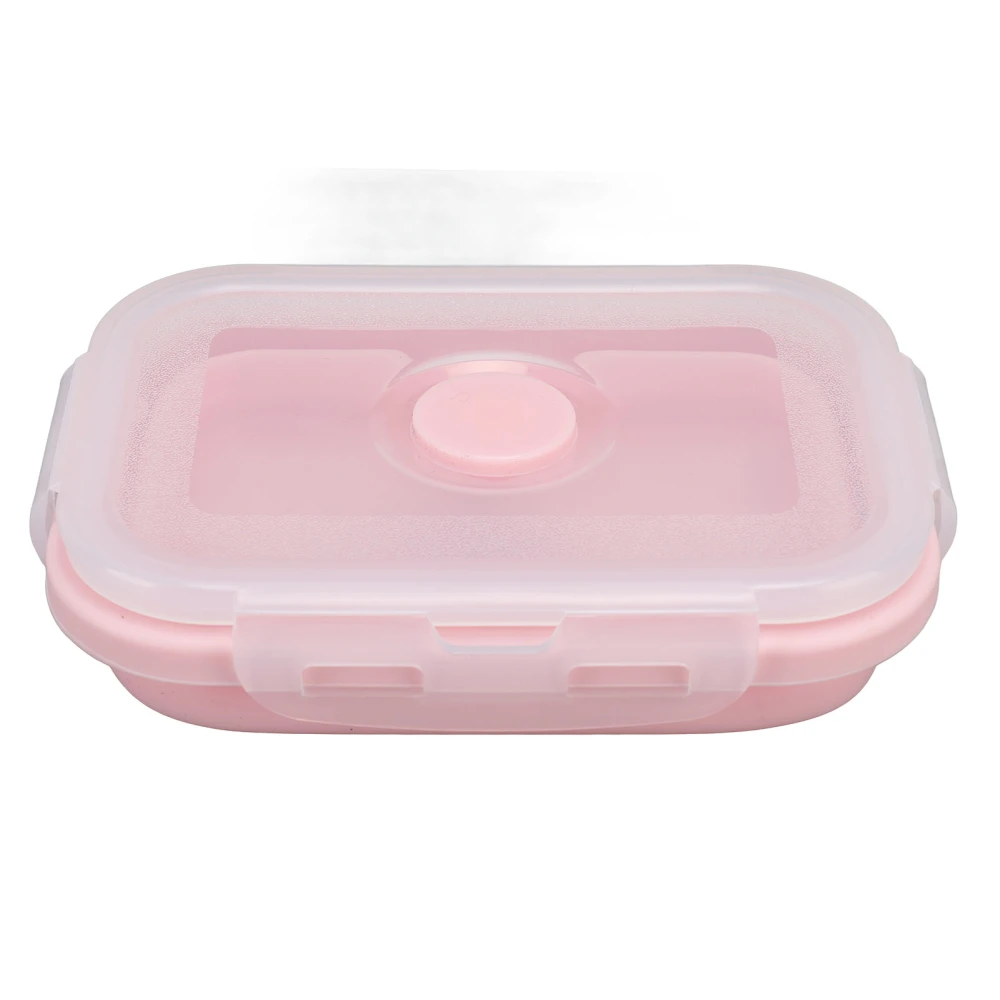 Collapsible Silicone Food Storage Container High Temperature Resistant Microwave Safe Lunch Box Environmental Friendly Bento Box 1200ml Pink