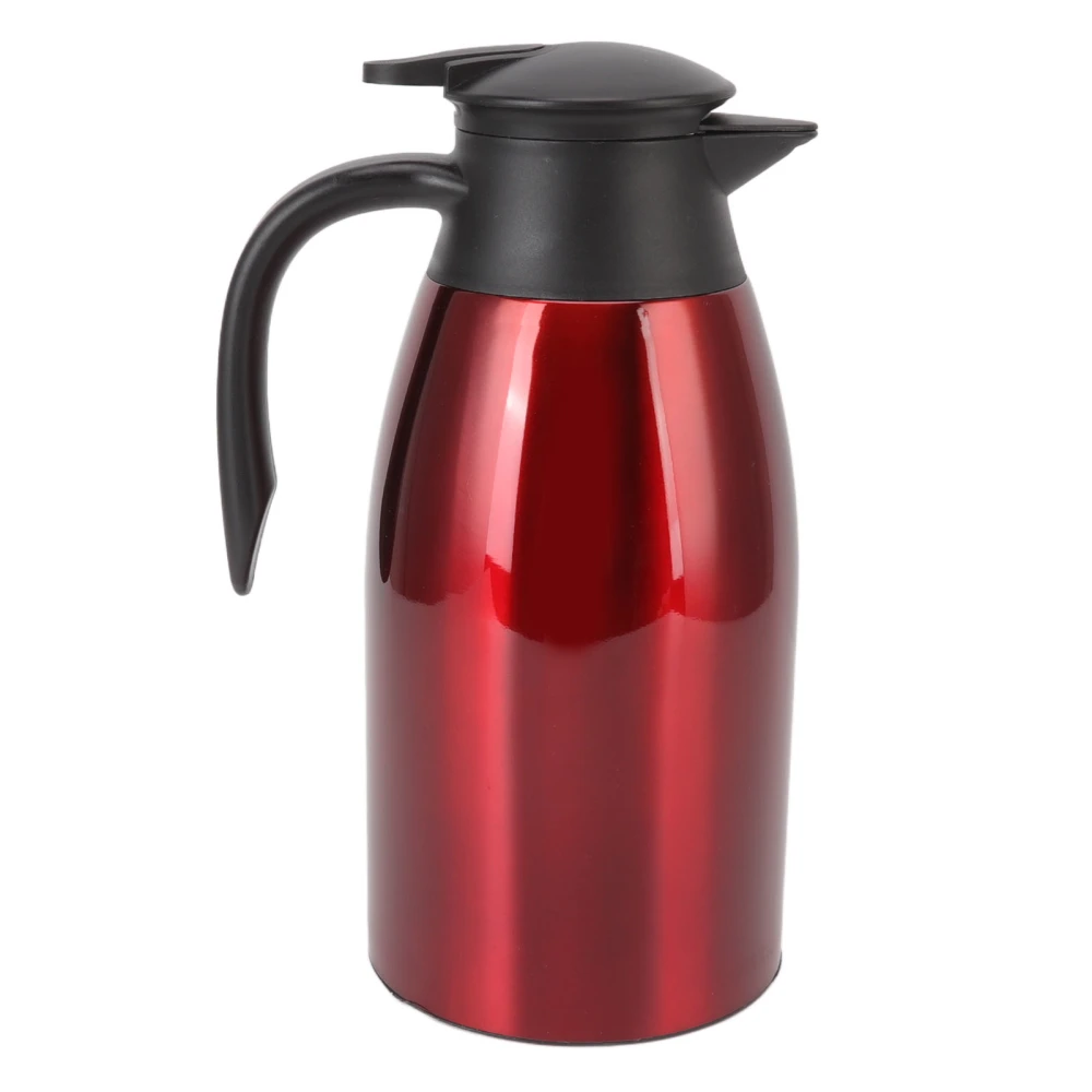 Tea Vacuum Pot 304 Stainless Steel Leakproof Lid 2L Capacity Portable Handle Easy Cleaning Coffee Insulated Vacuum Dispenser Wine Red