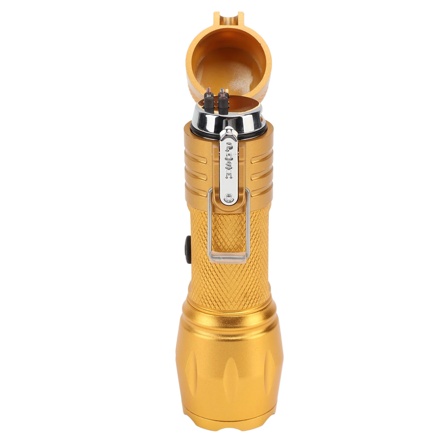 Electric Lighter Waterproof Windproof Aluminum Alloy Portable Lighter with Flashlight 3.7v Gold