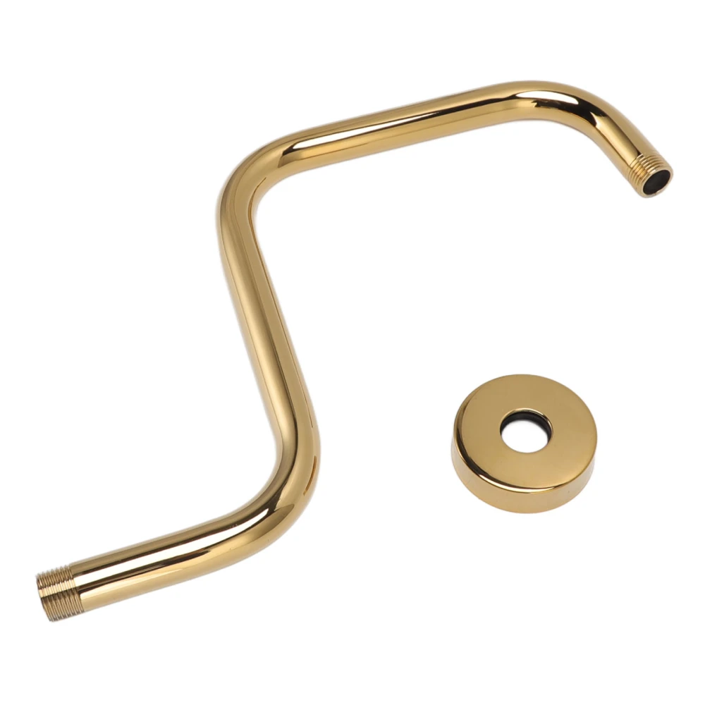 Shower Extension Arm Stainless Steel High Rise Shower Arm with Flange Wall Mounted Shower Head Riser Pipe Gold