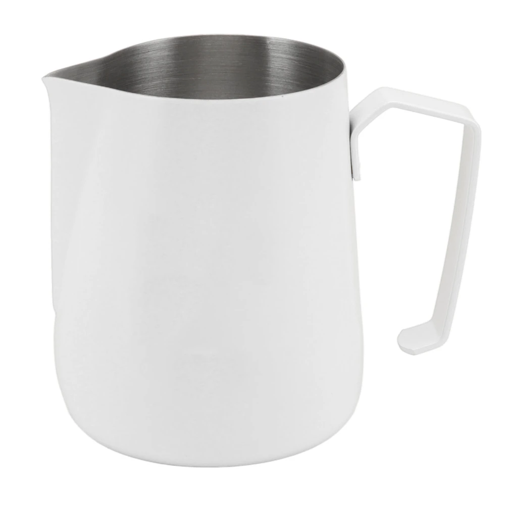 450ml Milk Frothing Pitcher 304 Stainless Steel Steaming Pitcher Milk Frother Pitcher for Coffee Shop Home White