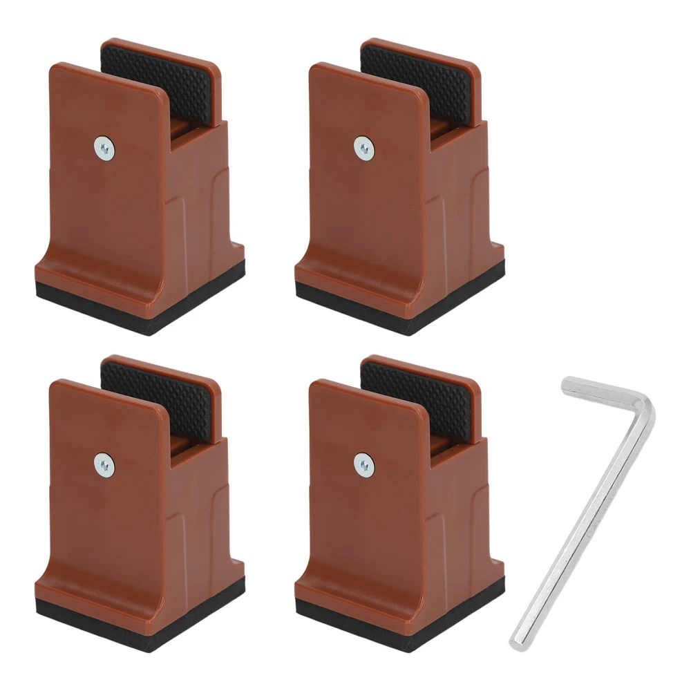 4pcs Adjustable Furniture Risers with Screw Clamp Rubber Bed Couch Risers for Heavy Duty Furniture Brown