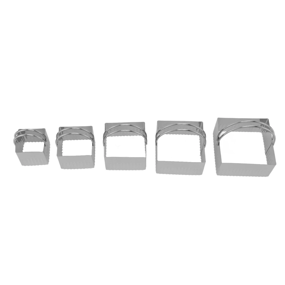 5 Pcs Cookie Cutters Set with Handle Stainless Steel Biscuit Mould for Baking Cooking Alentine Day Quadrate