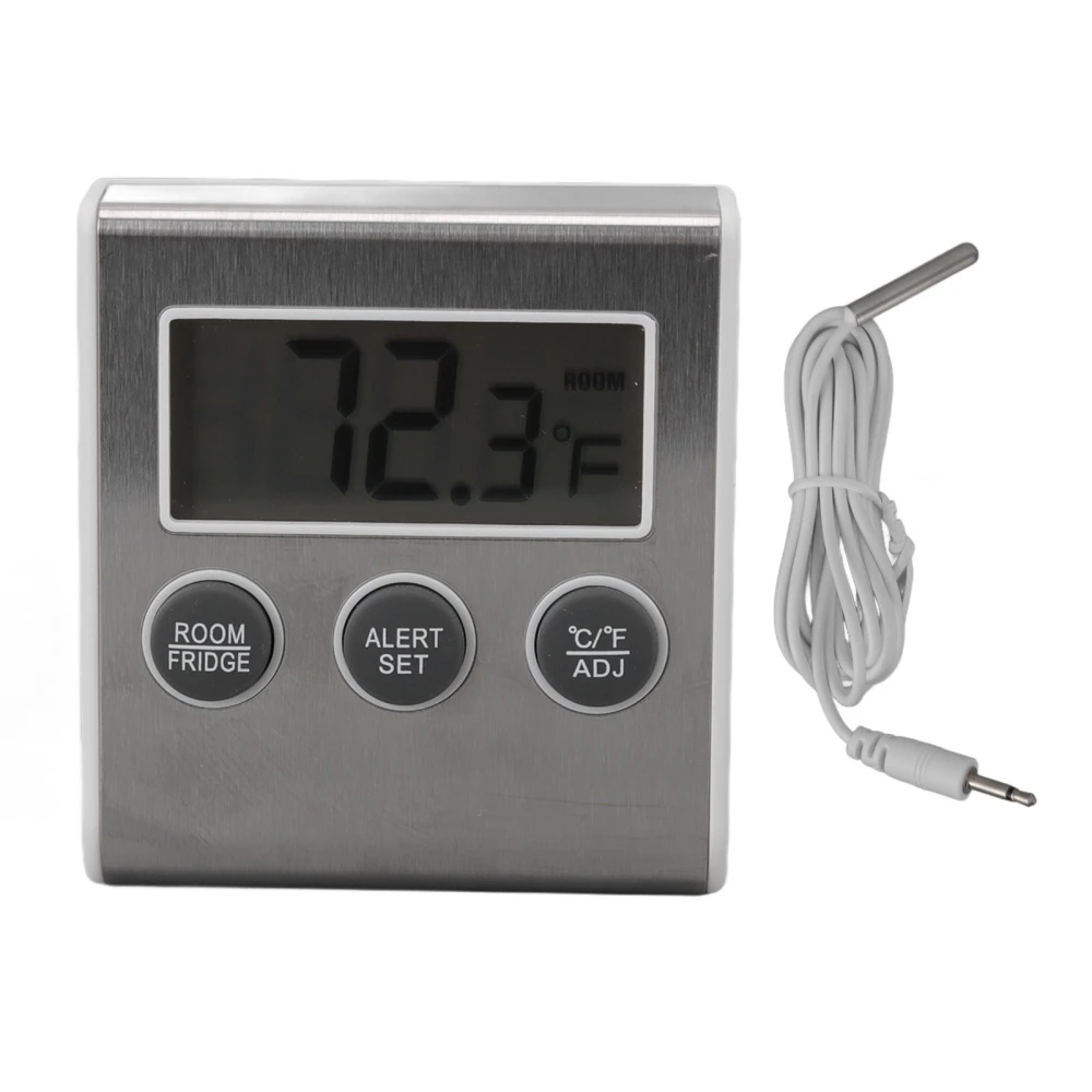 Digital Fridge Thermometer Alarm Memory Function Small Freezer Thermometer with Magnet for Laboratory White