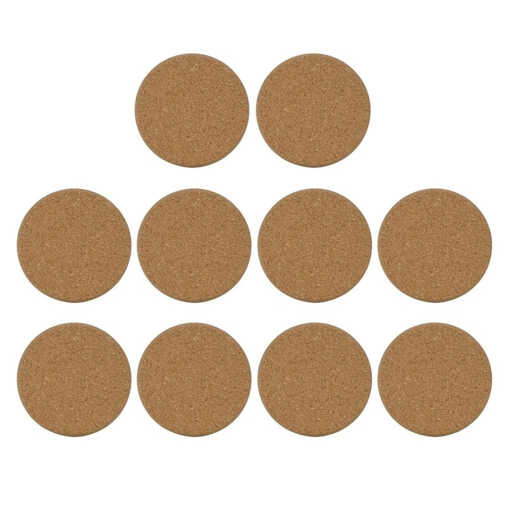 10pcs Round Cork Drink Coaster Portable Home Restaurant Office Tabletop Cup Mat Pad Accessory