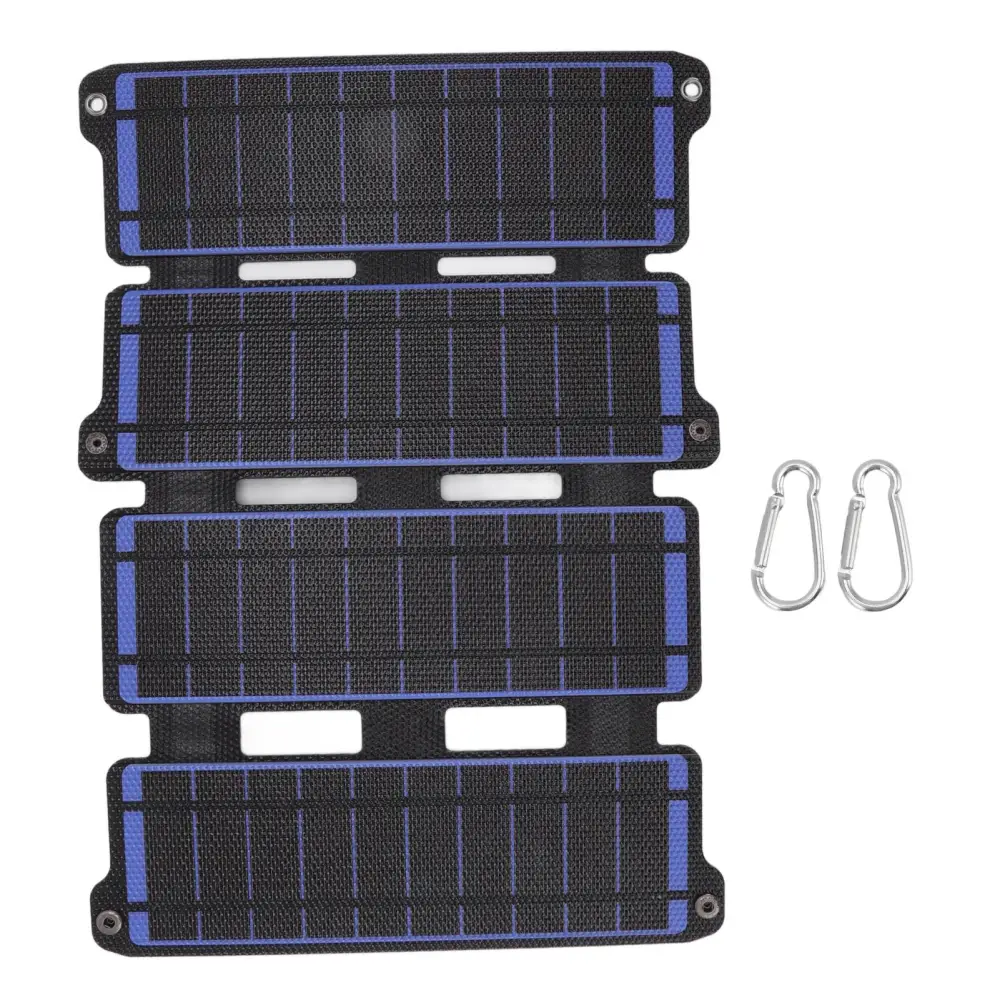 Solar Panel Folding Monocrystalline Silicon 2 USB Output Flexible ETFE Solar Panel 14W 5V Blue