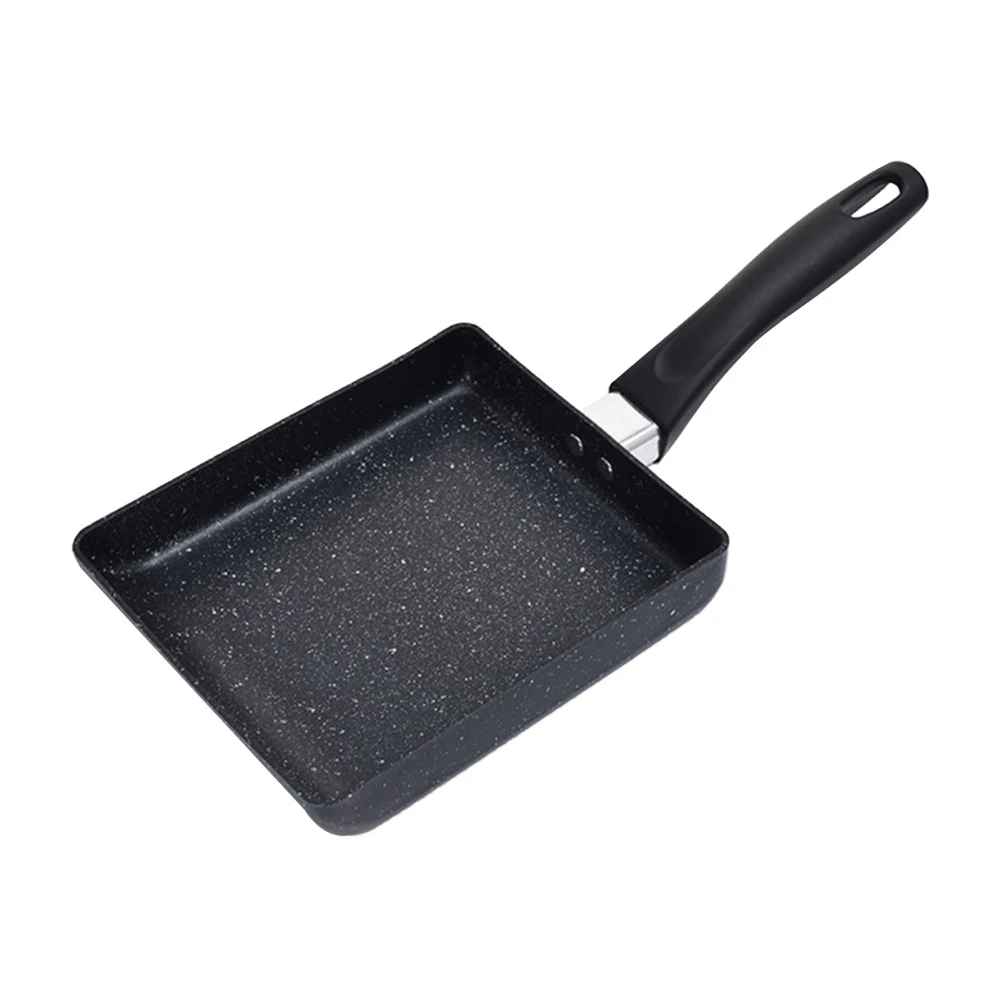 Mini Frying Pan Black Household Portable Japanese Style Egg Frying Pan Rectangular Mini Omelet Pan 13x18cm