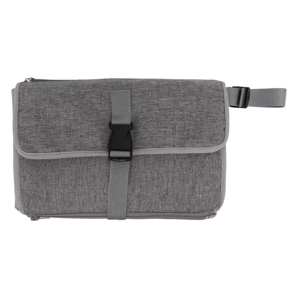 Portable Baby Diaper Changing Mat Foldable Multi Storage Pockets Soft Skin Friendly Oxford Cloth Diaper Changing Pad Gray