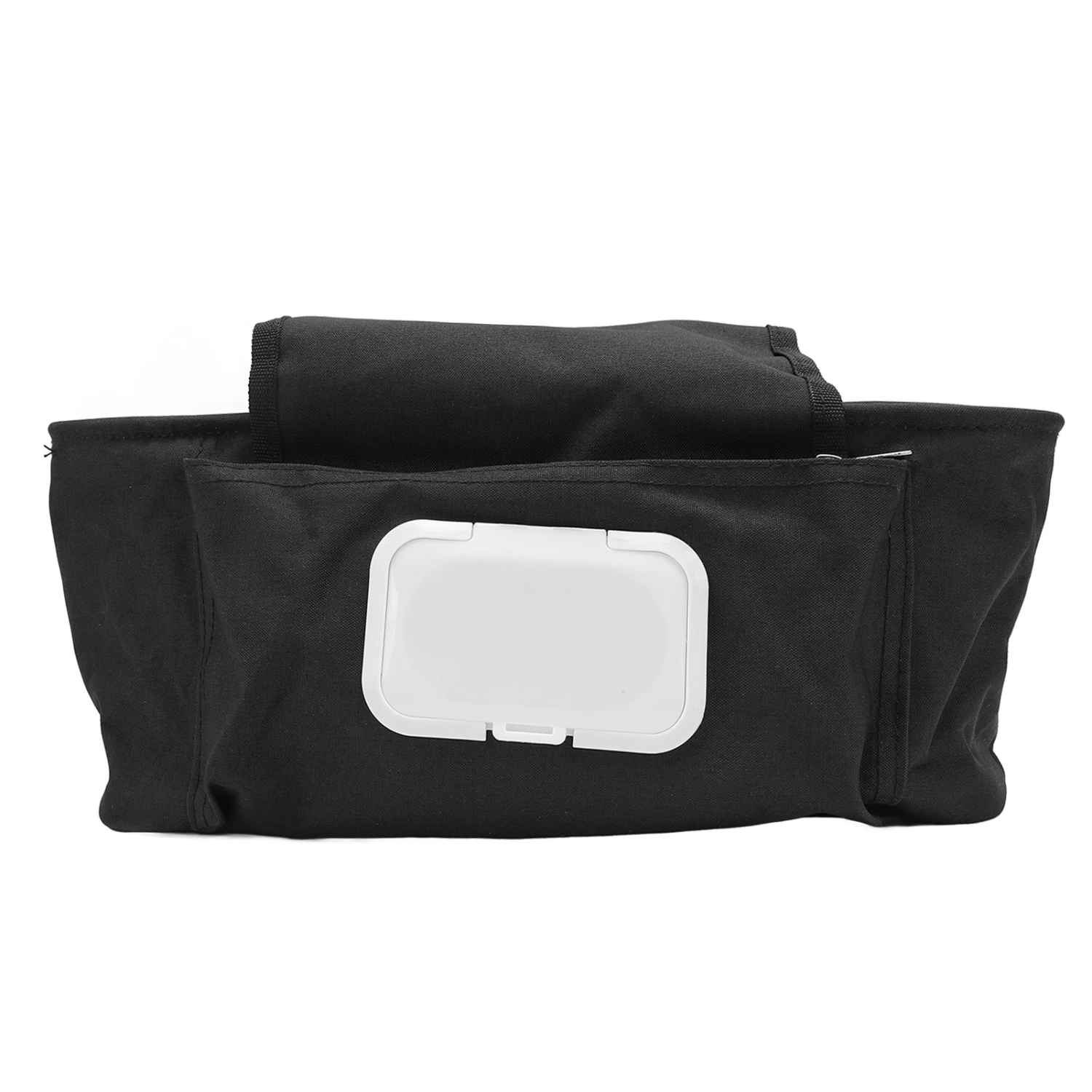 Baby Stroller Bag Universal Fit Large Capacity Stroller Accessories Bag with Cup Holder and Adjustable Strap Black