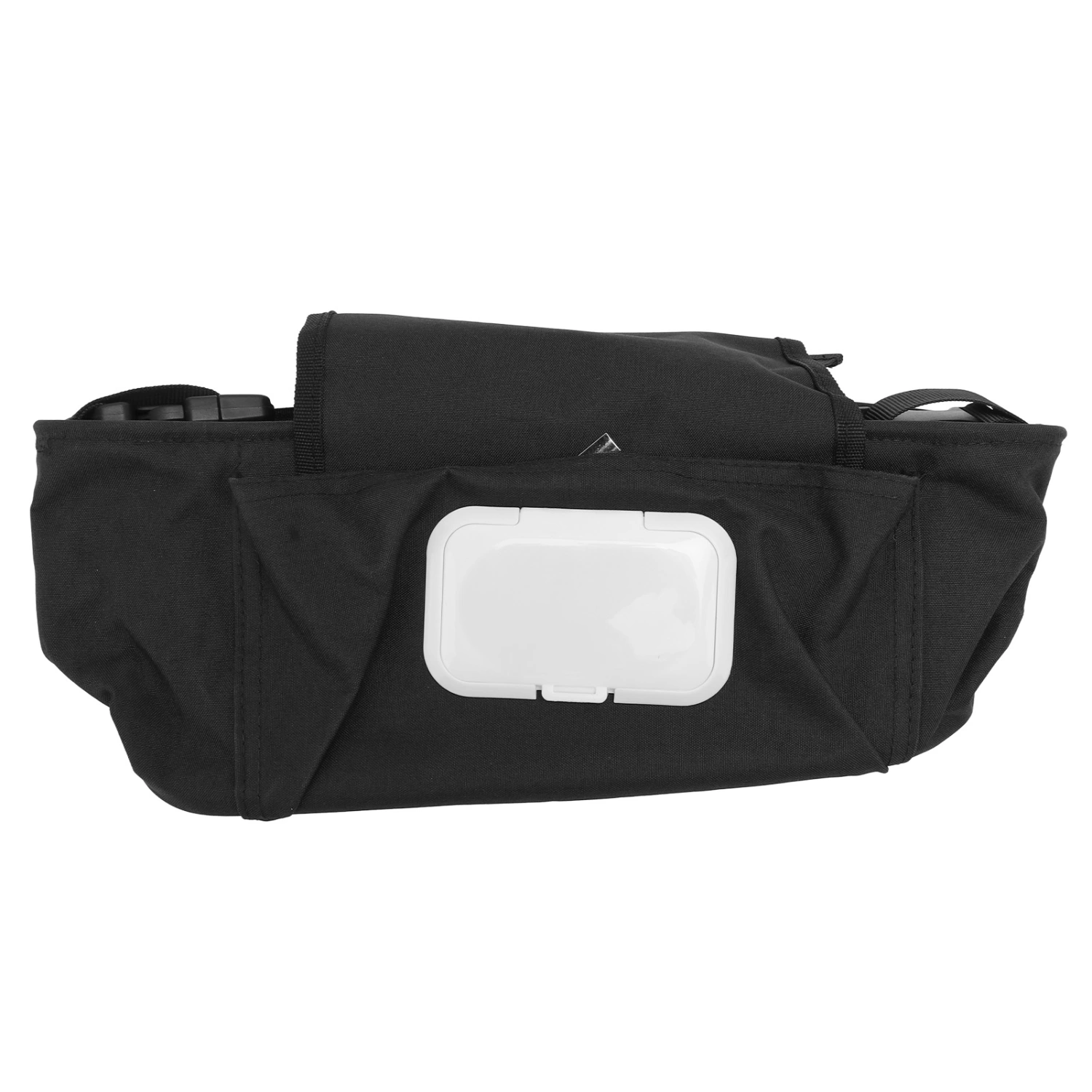 Baby Stroller Bag Universal Fit Large Capacity Stroller Accessories Bag with Cup Holder and Adjustable Strap Black