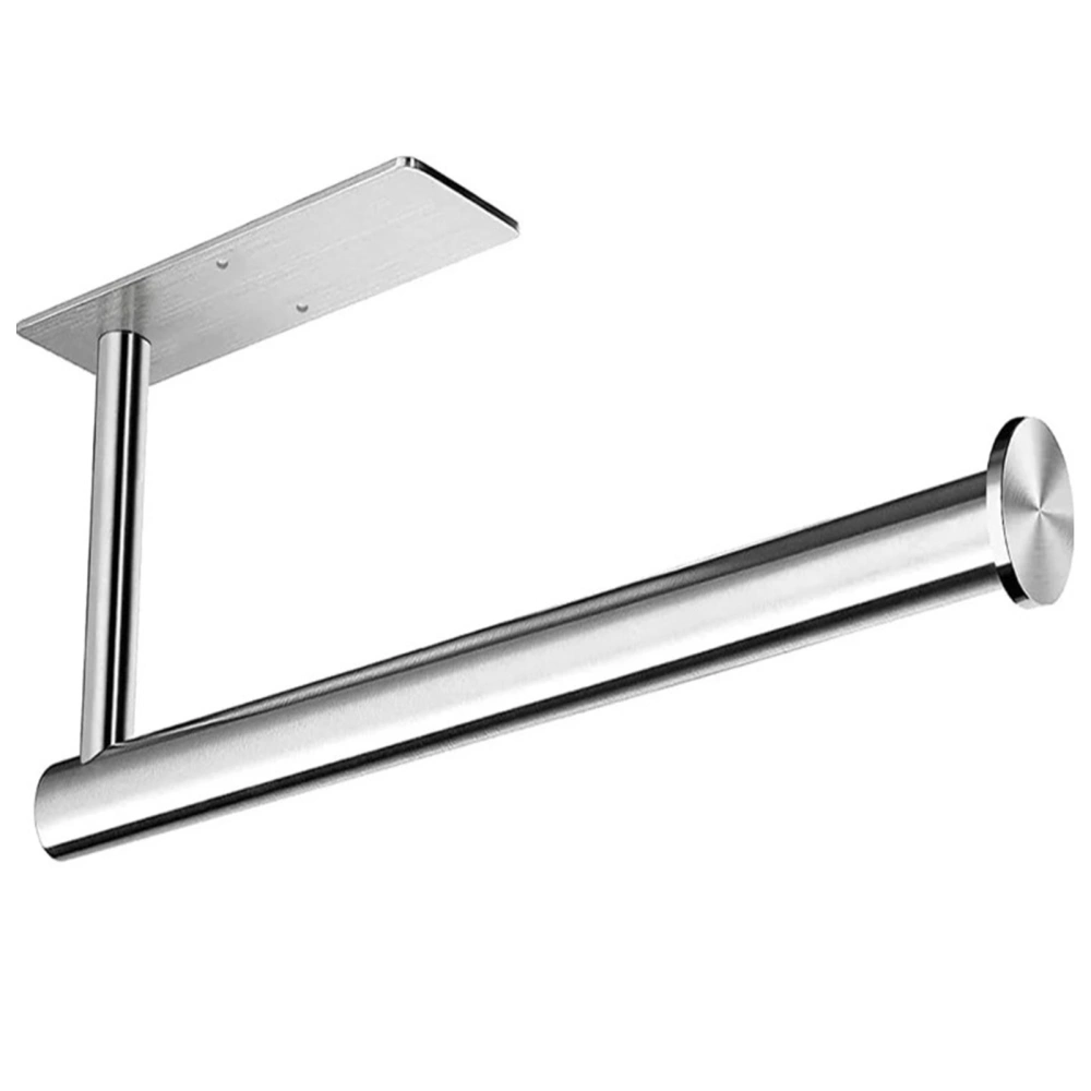 Paper Towel Holder 304 Stainless Steel Space Saving Decorative Practical Waterproof Hanging Paper Towels Rolls Holder for Home Quadrate Bottom Long Silvery