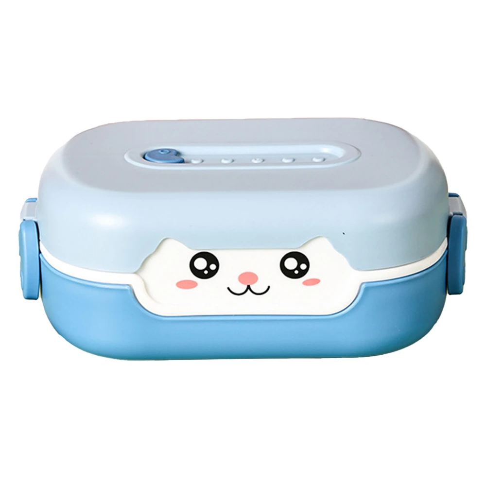 Children's Cartoon Container 700ml Double Insulation Microwaveable Toddler Lunch Box for Picnic Light Blue