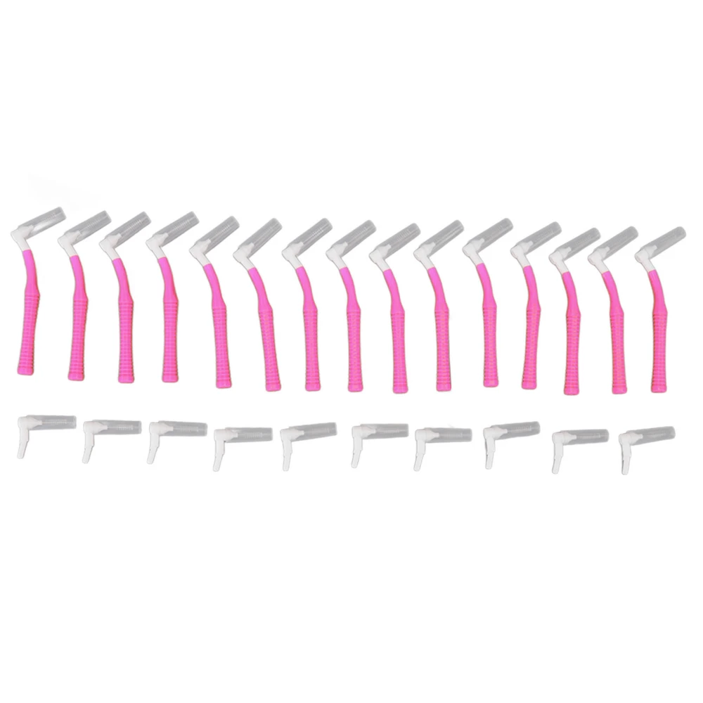 25Pcs L Shape Push Pull Interdental Brush Oral Care Teeth Whitening Dental Tooth Pick Tooth Orthodontic Cleaning Brush Pink