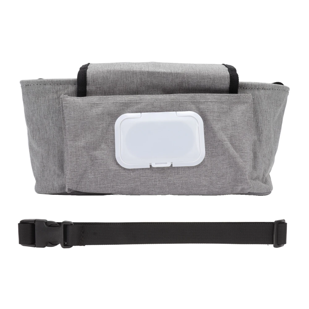 Baby Stroller Organizer Large Capacity Adjustable Baby Trolley Cup Holder Bag for Diaper Phone Treat Storage Gray