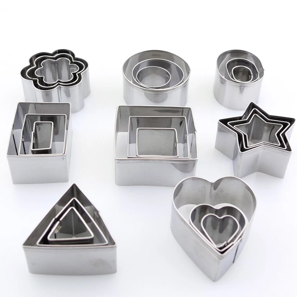 24pcs Metal Biscuit Cutters Set Food Grade BPA Free Stainless Steel Biscuit Molds for Biscuits Chocolate Cake