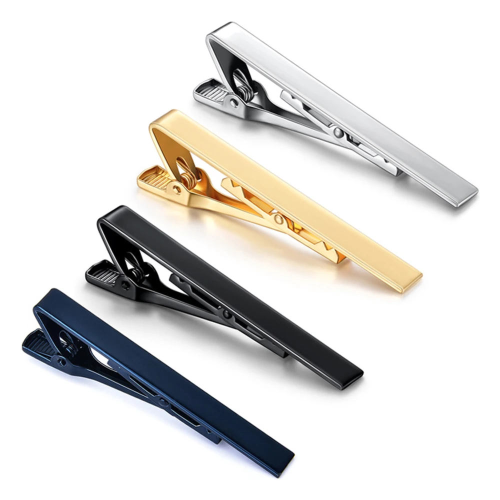 4Pcs Men Tie Clip Copper Fashionable Elegant Slick Finish 4 Colors Male Tie Neck Clamp Set