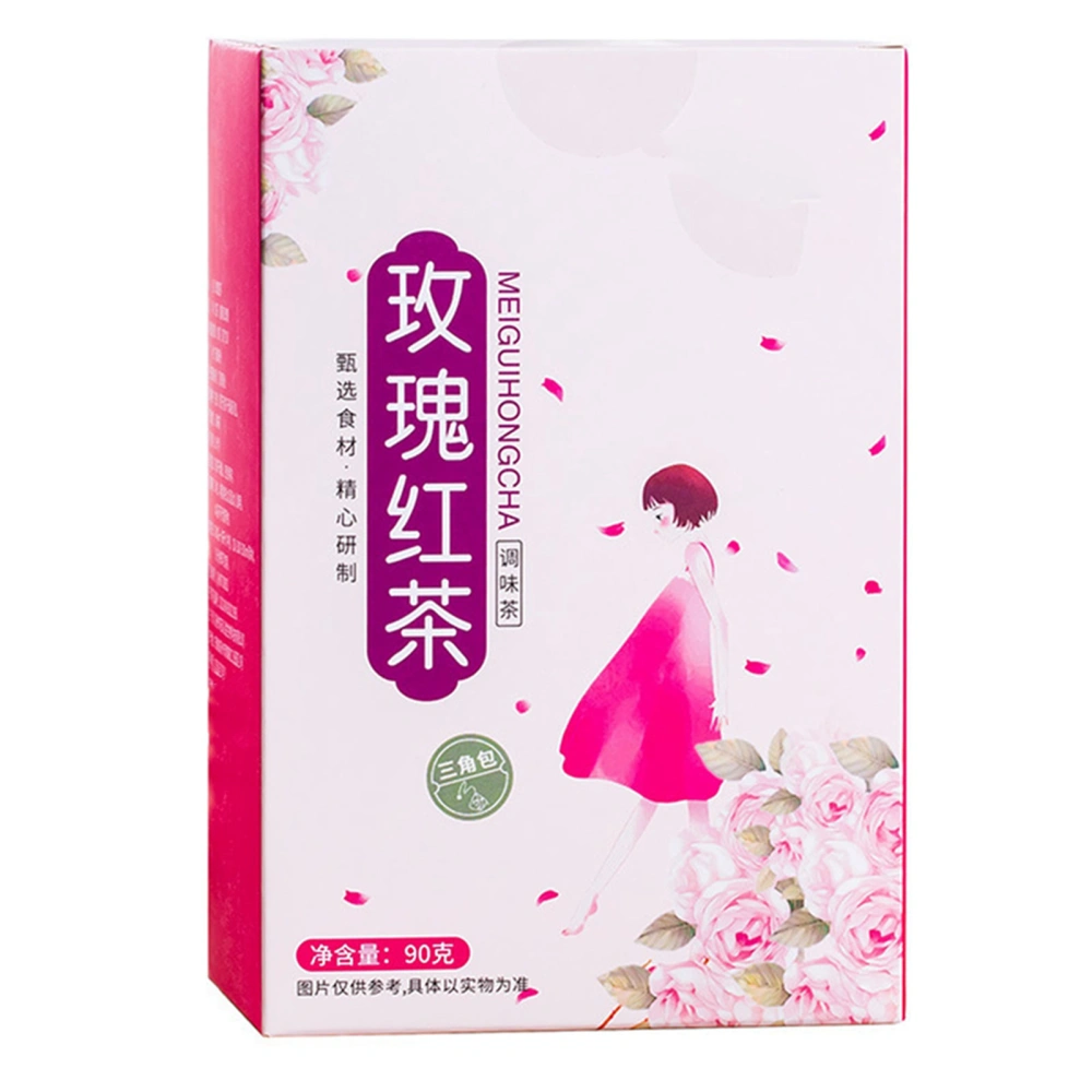 Rose Black Tea 30 Triangular Bags Boiling Water Brewing Portable Flower Tea for Women Girls