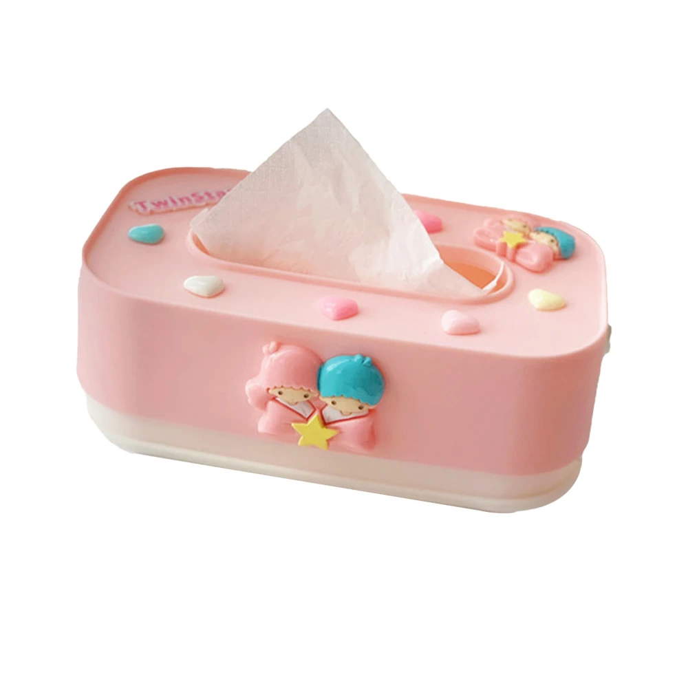 Cute Lift Tissue Box Rectangular Plastic Free Adjustable Lift Lifting Tissue Box for Bedroom Living Room Couple Twin Stars