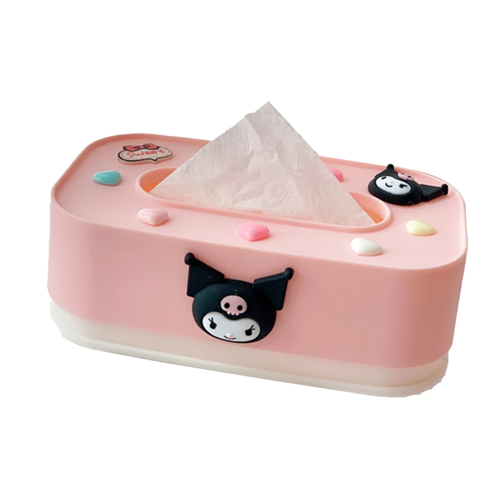 Cute Lift Tissue Box Rectangular Plastic Free Adjustable Lift Lifting Tissue Box for Bedroom Living Room Kuromi