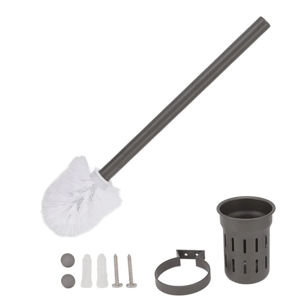 Toilet Brush Set Aluminium Alloy Rust Proof Grey Toilet Scrubber for Home Shower Room