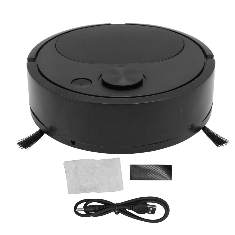 Robot Vacuum Cleaner Multifunctional USB Charging Mini Smart Sweeping Robot for Wooden Flooring Tile Carpet Black