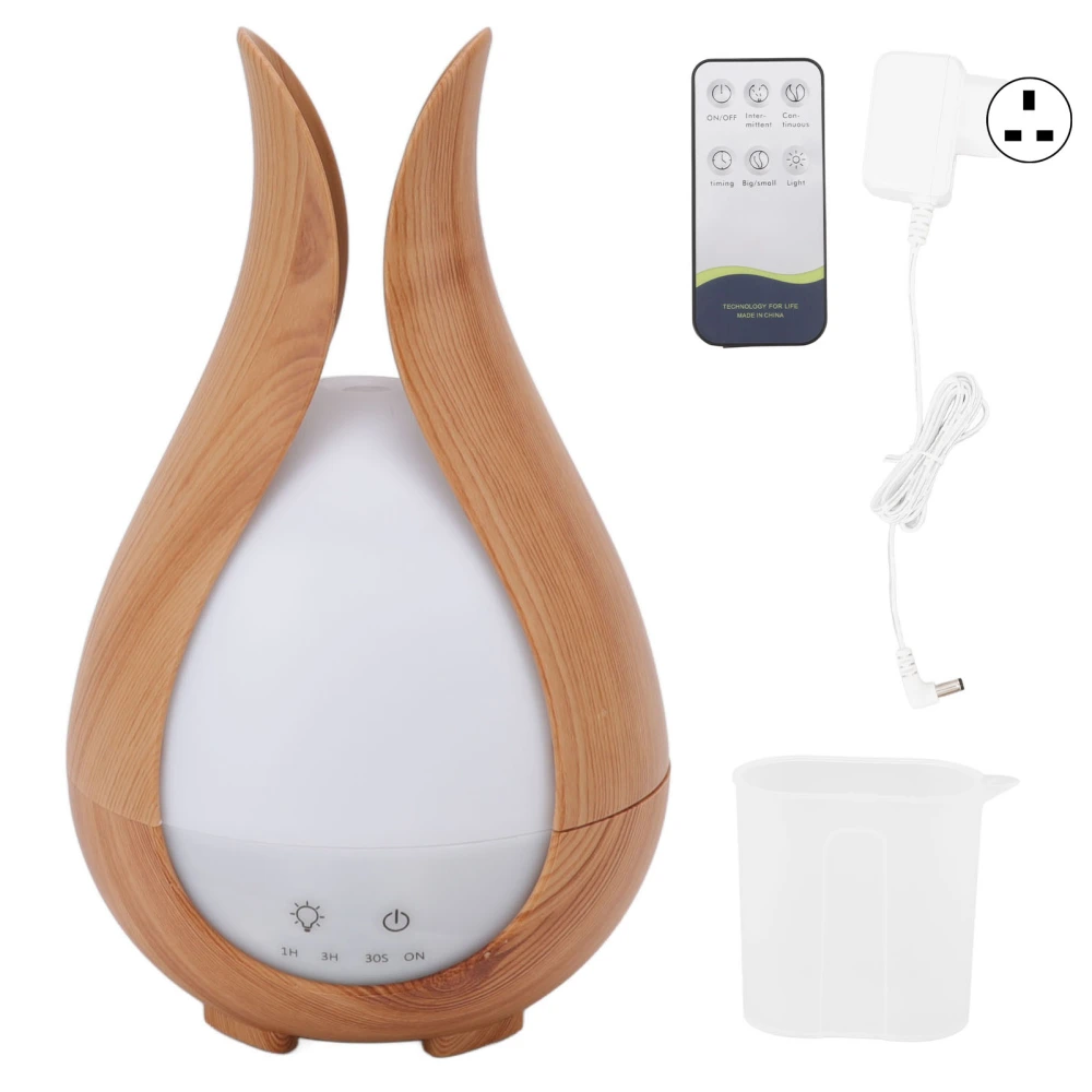 200ml Wood Grain Air Humidifier Colorful LED Night Light Aromatherapy Diffuser Humidifier with Remote Control 100‑240V UK Plug