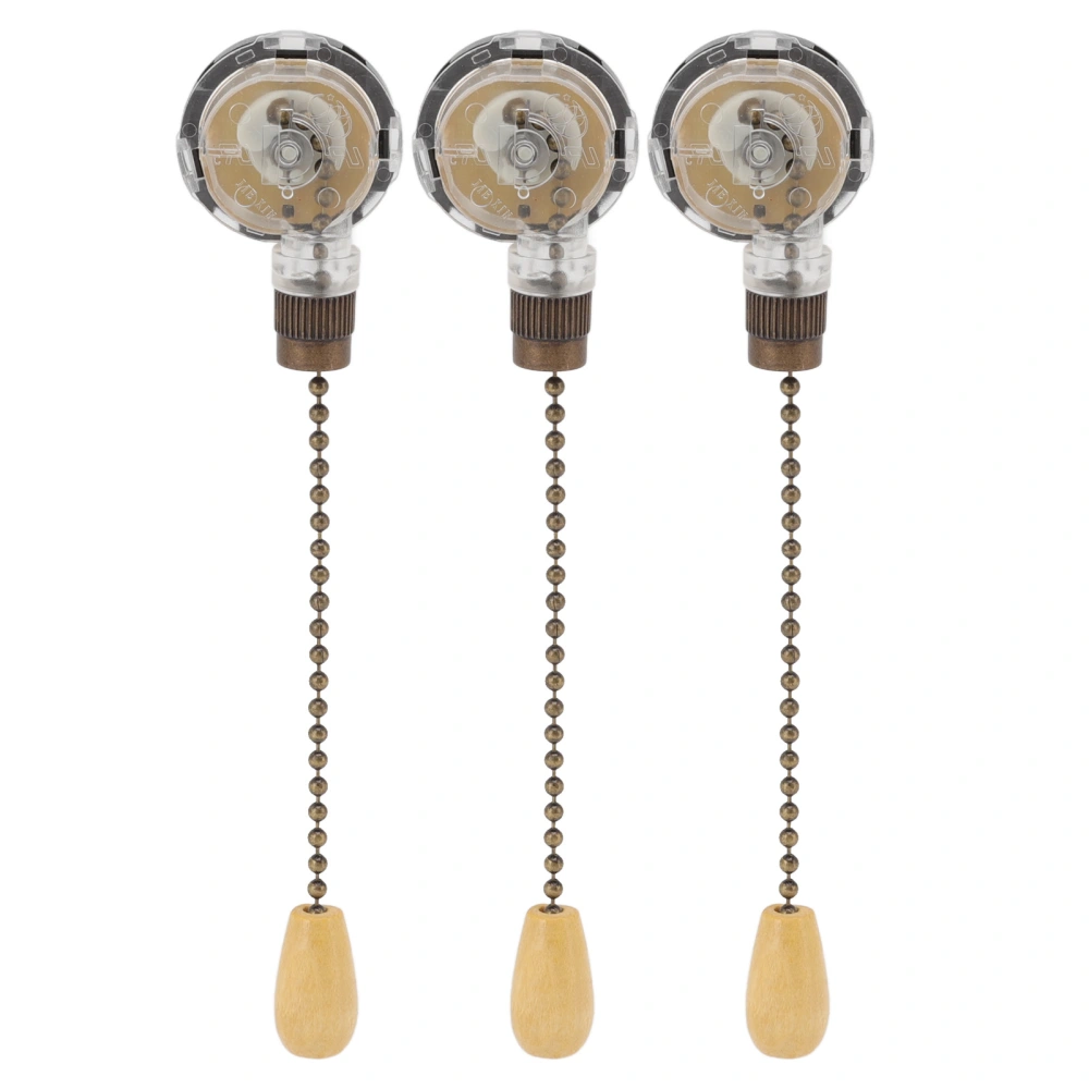 3Pcs Ceiling Fan Lamp Switch Rustproof Replacement Ceiling Light Pull Chain Switch 250V 125V Bronze