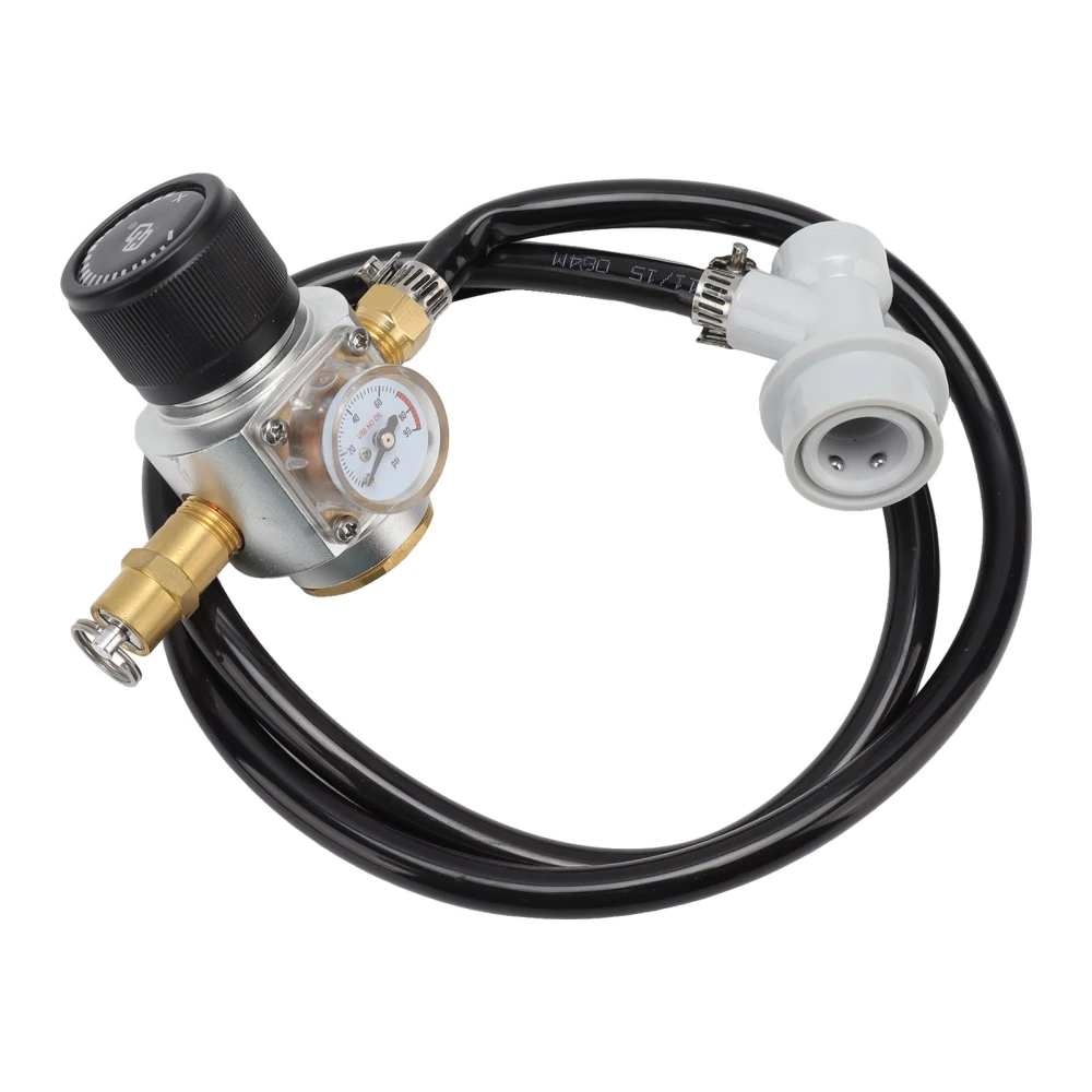 Soda Water Automatic Beer Maker 2nd Stage Pressure Gauge Black Hose Distributor Set with Safety Valve for Household