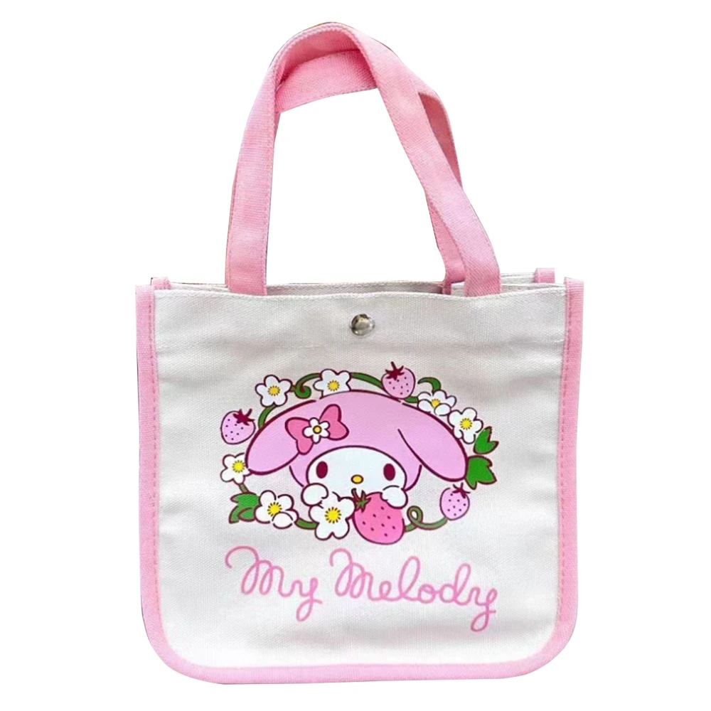 Bento Bag Canvas with Handle Portable Cute Dog Pattern Lunch Box Pouch for School Work Pink