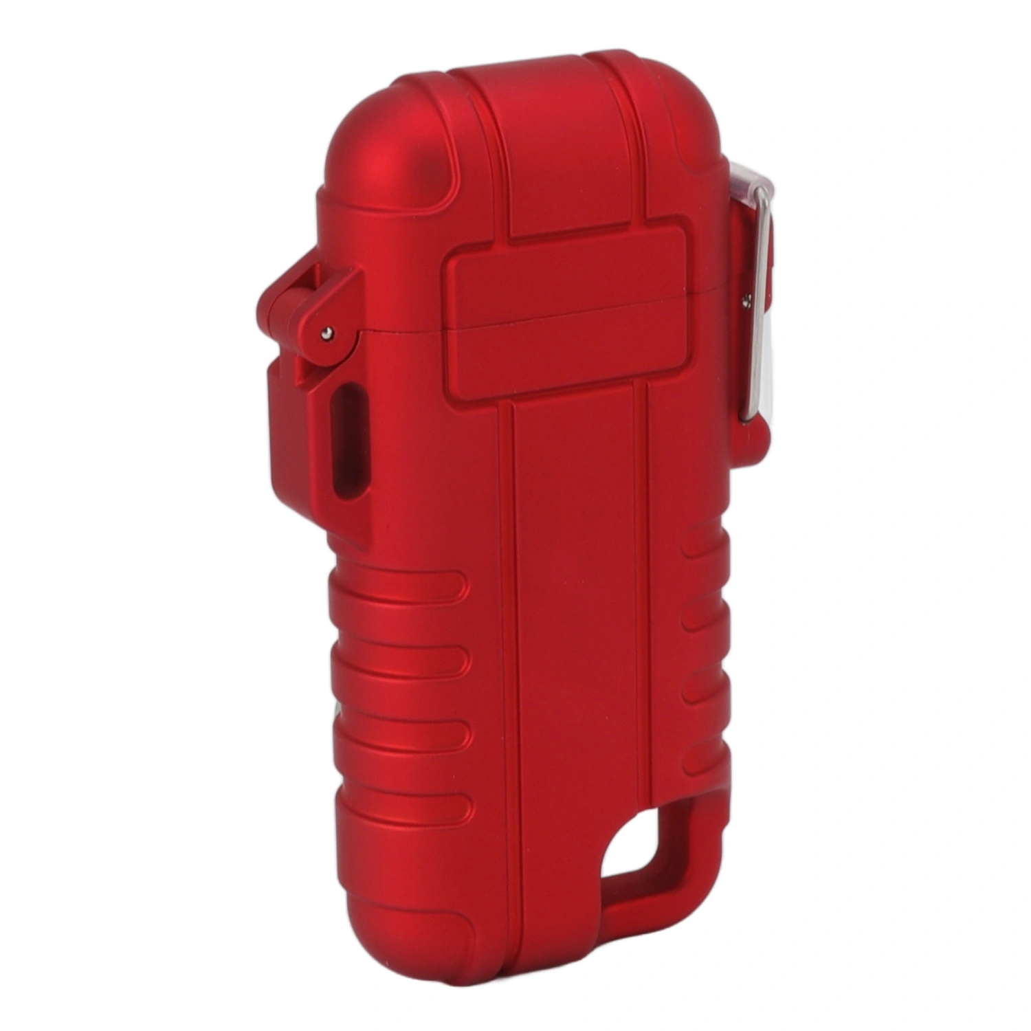 USB Rechargeable Lighter Windproof Dual Arc Lighter Waterproof Flameless Electric Lighter with Hanging Hole for Camping Red